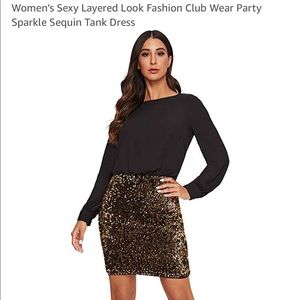 Layered look gold sequin dress!